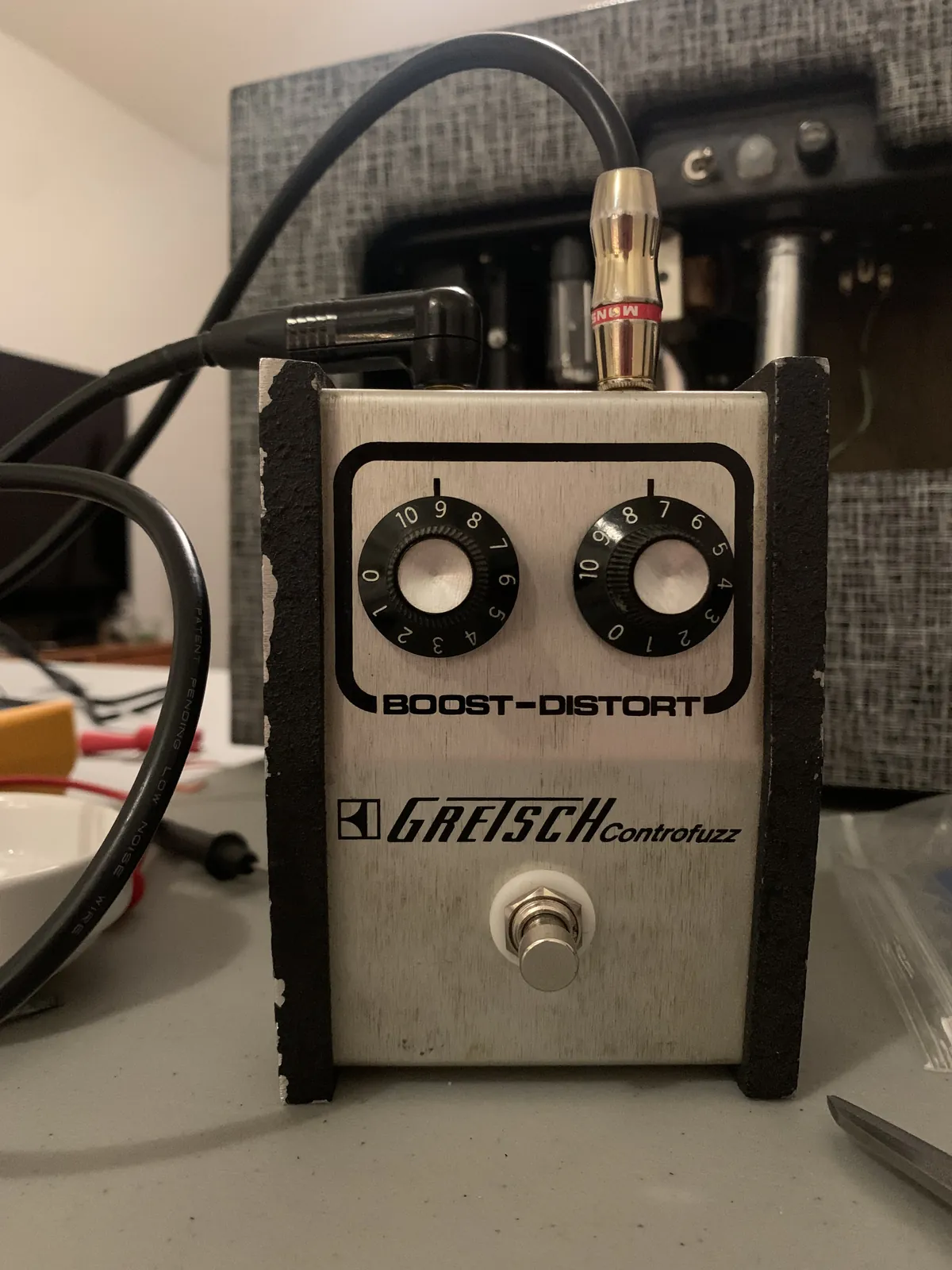 Controfuzz closed up and plugged in, knobs set