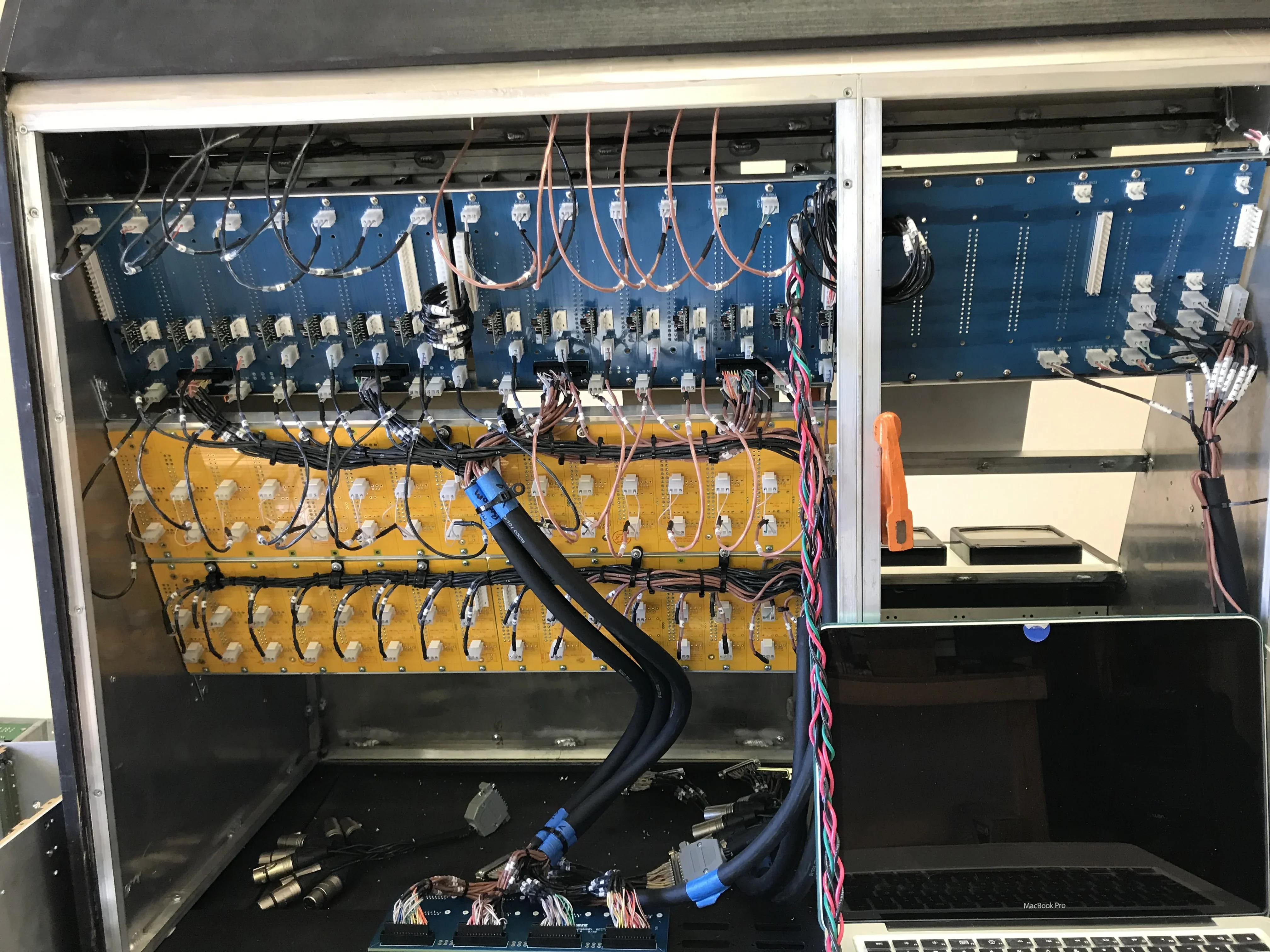 Interior of the Sphere Eclipse console with routed signal and power wiring