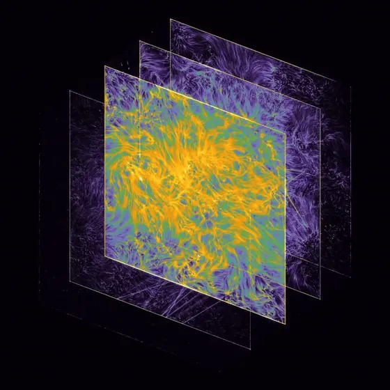 Glowing purple and yellow layered energy planes