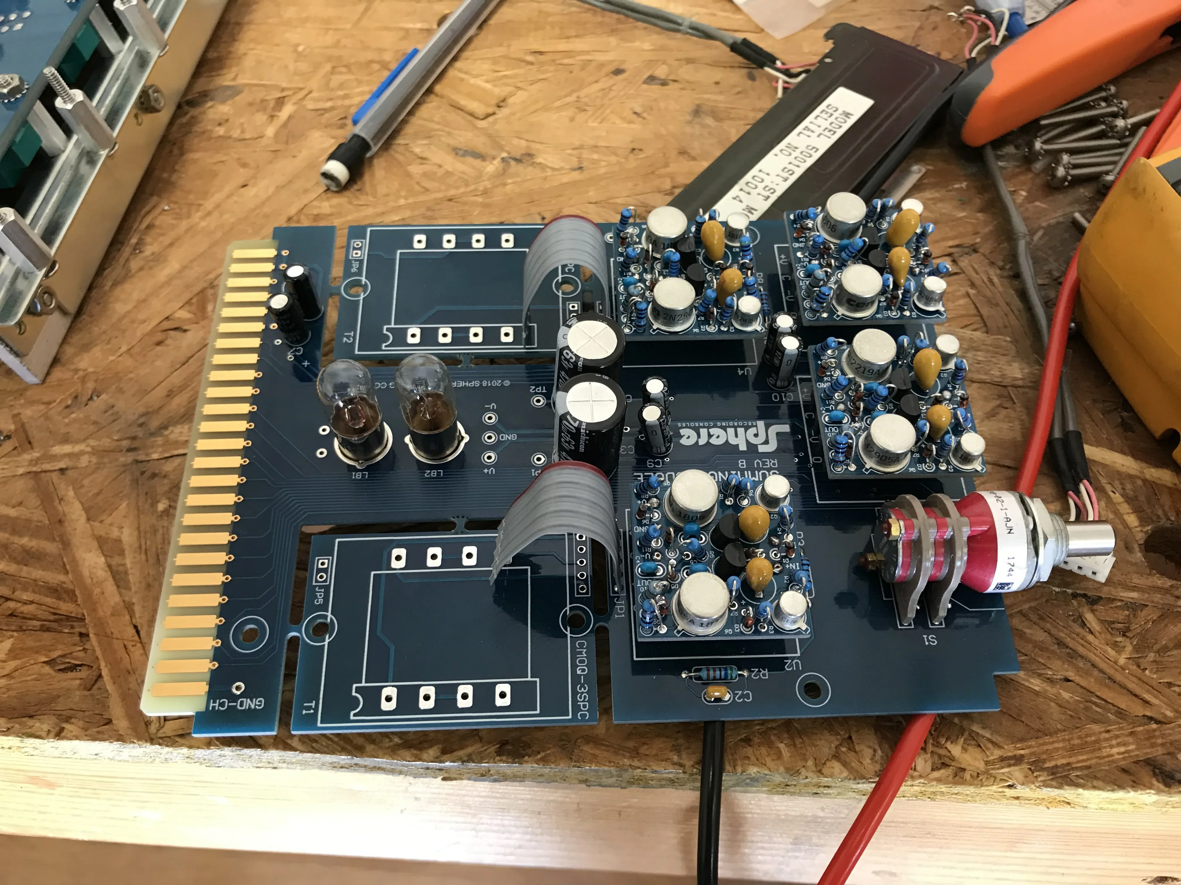 Single Sphere console module on a bench during assembly